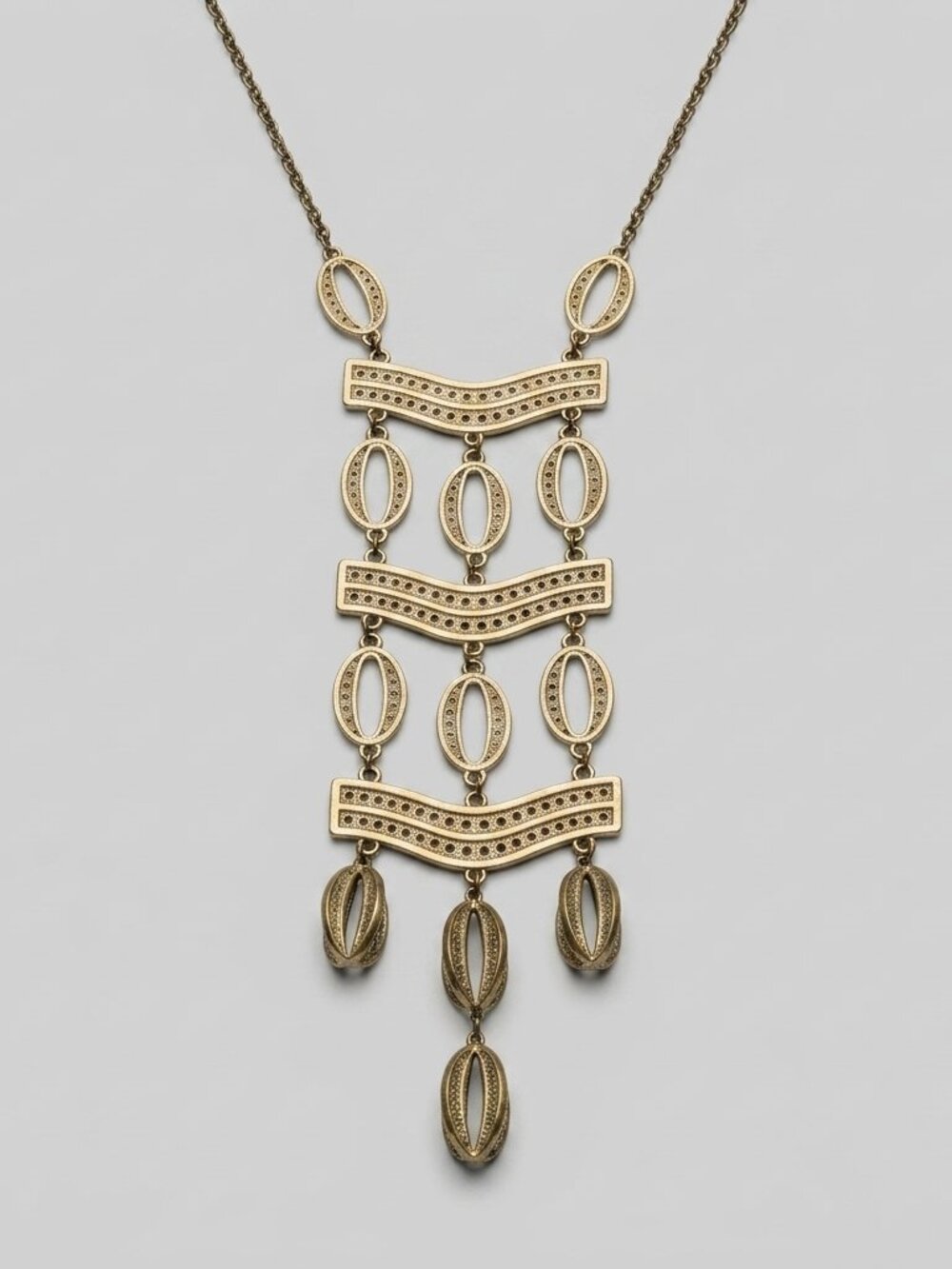 Vintage Gold Statement Drop Necklace